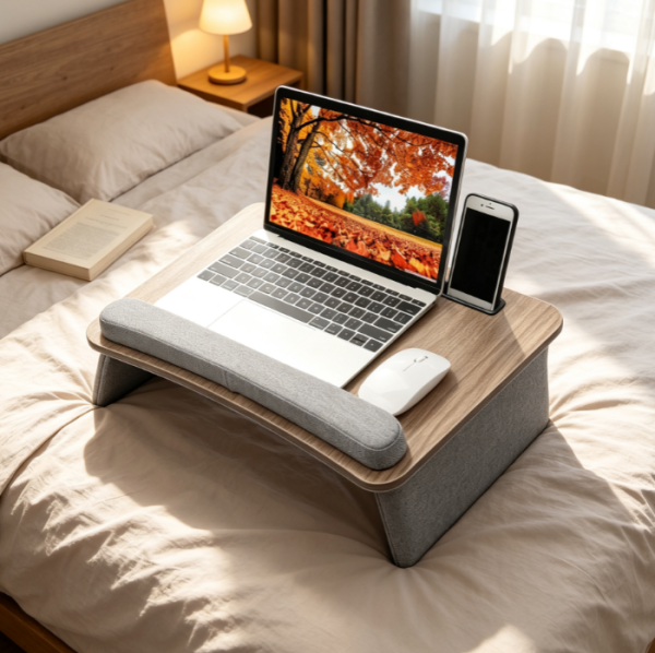 15 6" Laptop Lap Desk with Pillow Cushion, Anti Slip Strip and Storage Pocket